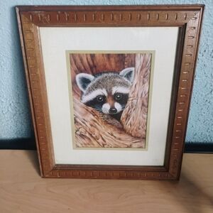 Baby Bandit Raccoon Kay Lamb Shannon Art Print Wooden Frame Matted Print 12"-14"